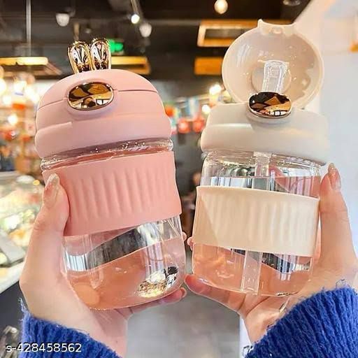 Cute Rabbit Straw Glass Cup Girl Portable Cup Coffee Drink Gift Water Cup